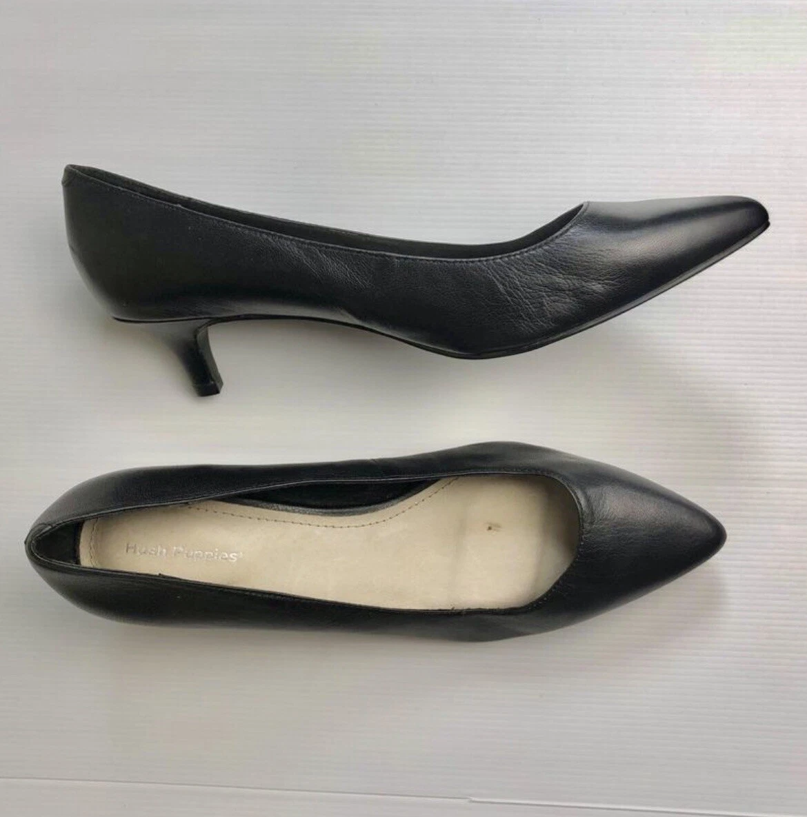 Hush Puppies women size 10 Heels Black Leather York Pointed Toe