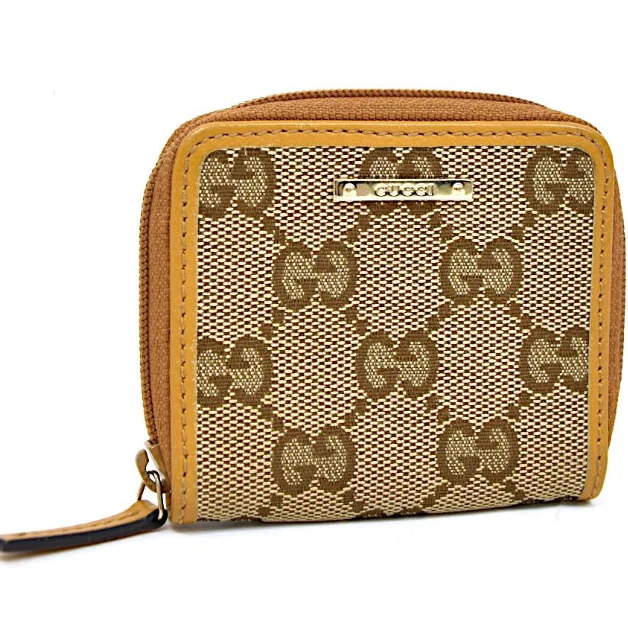 Porte monnaie Gucci GG Supreme toile x cuir beige x jaune authentique