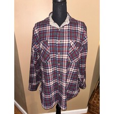Vintage Pendleton Shirt Mens Large Red Blue Virgin Wool USA Made Shacket Button