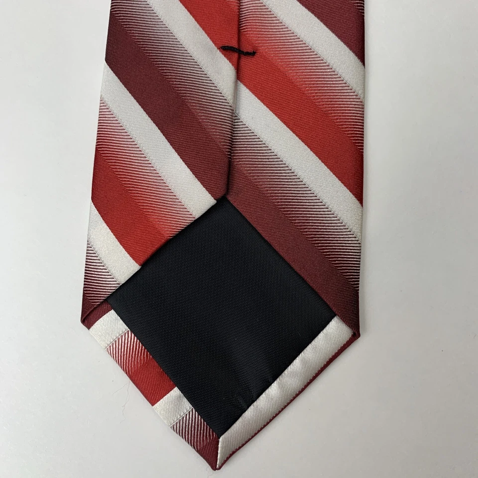 Corbata para hombre JF J. Ferrar roja blanca granate rayas iglesia estrecha talla 2,75" x 58" Foto 3 de 4