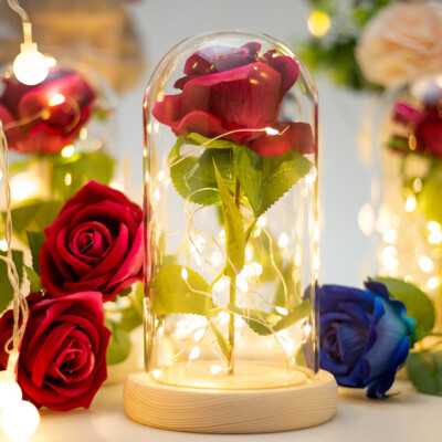 Yootiko Ewige Rose Im Glas Mit LED Licht – Glitzer-Rosen Deko, Geschenk Für Frauen, Mama, Freundin, Für Jahrestag & Weihnachten