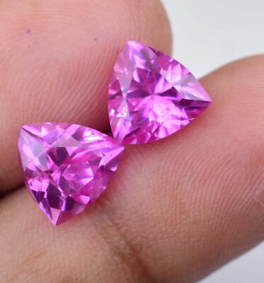 2X Natürliche Pink Ruby Burma Trillion 9mm Lose Edelsteine AGL Zertifiziert