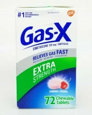 Gas-X Extra Strength Chewable Gas Relieving Tablets with Simethicone 125mg 72 Ct