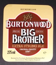 New Beer label Forshaws Burtonwood Big Brother 1984 Extra Strong Ale BL050