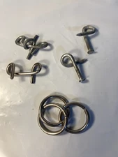 Set Of 3 Different Steel Metal Tangled Puzzles Brain Teasers Twisty Nails