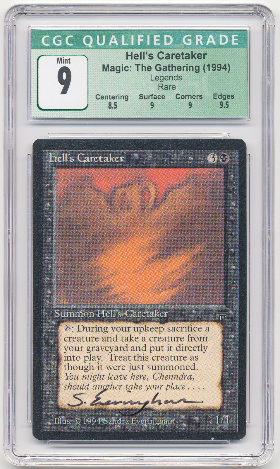 Graded Signed Hell's Caretaker CGC 9 w/9.5 Legends Artist Sandra Everingham MTG!