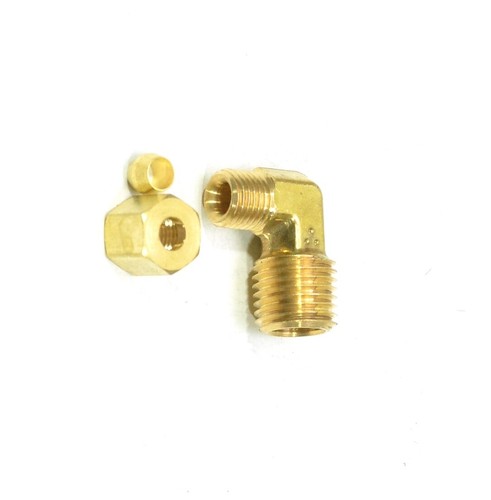 3/16" Tube OD Compression x 1/4" Male Npt Elbow Fitting Adapter Connector - Picture 3 of 6