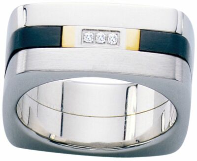 Dolan Bullock Verona Stainless Stl  18k gold w/diamond ring nrg12600b msrp $380