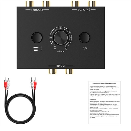 1 In 2 Out/2 In 1 Out RCA Stereo Audio Switch Stereo Audio Bi-Directional Switch - Picture 2 of 13