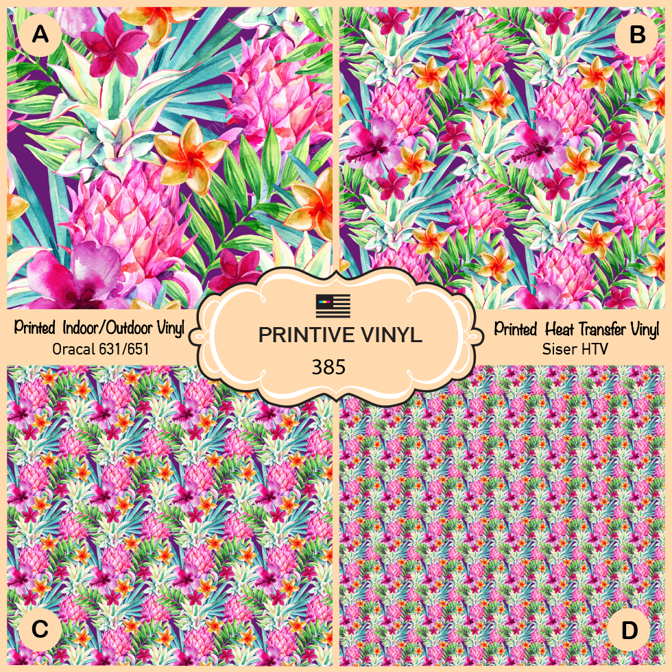 Watercolor Pineapple Fruit Patterned Iron on, Printed HTV, Adhesive Vinyl-  385