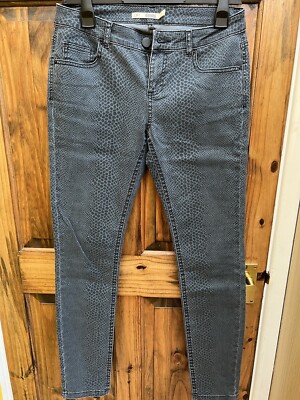 Ladies Dorothy Perkins Snake Print Skinny Jeans Blue Grey Size 12