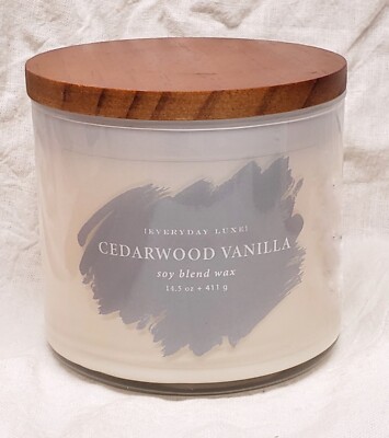 EVERYDAY LUXE CEDARWOOD VANILLA Soy Blend Large Wax Candle 14 oz ea