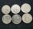 Lot of 6 1963 Franklin Half Dollars - 3 Philadelphia 3 Denver Free Shipping