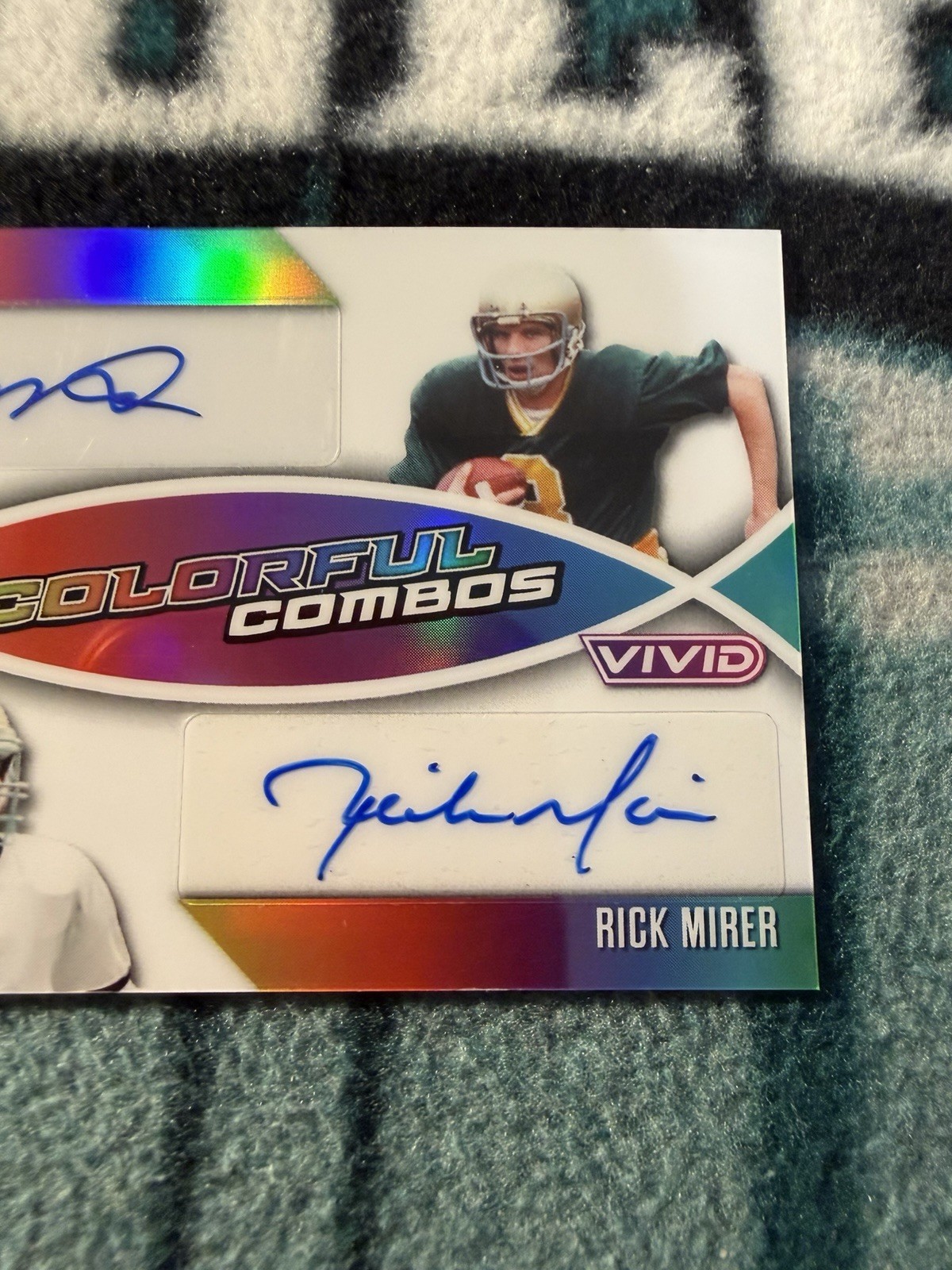DUAL AUTO 5/5 JOE MONTANA + RICK MIRER 2025 LEAF NOTRE DAME QB’s SEAHAWKS 49ERS view 4