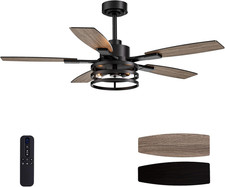 52 Inch Ceiling Fans with Lights and Remote Control, Farmhouse Ceiling Fan with