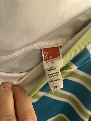 Before + Again - SILKY Lime Green and Aqua Pull on Skirt - Size XS (0950) - Picture 3 of 14