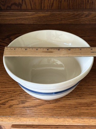 Vtg Roseville Friendship Pottery Nesting Bowls Blue Stripe 6” 8” 1 & 2 qt LOVELY - Picture 13 of 22