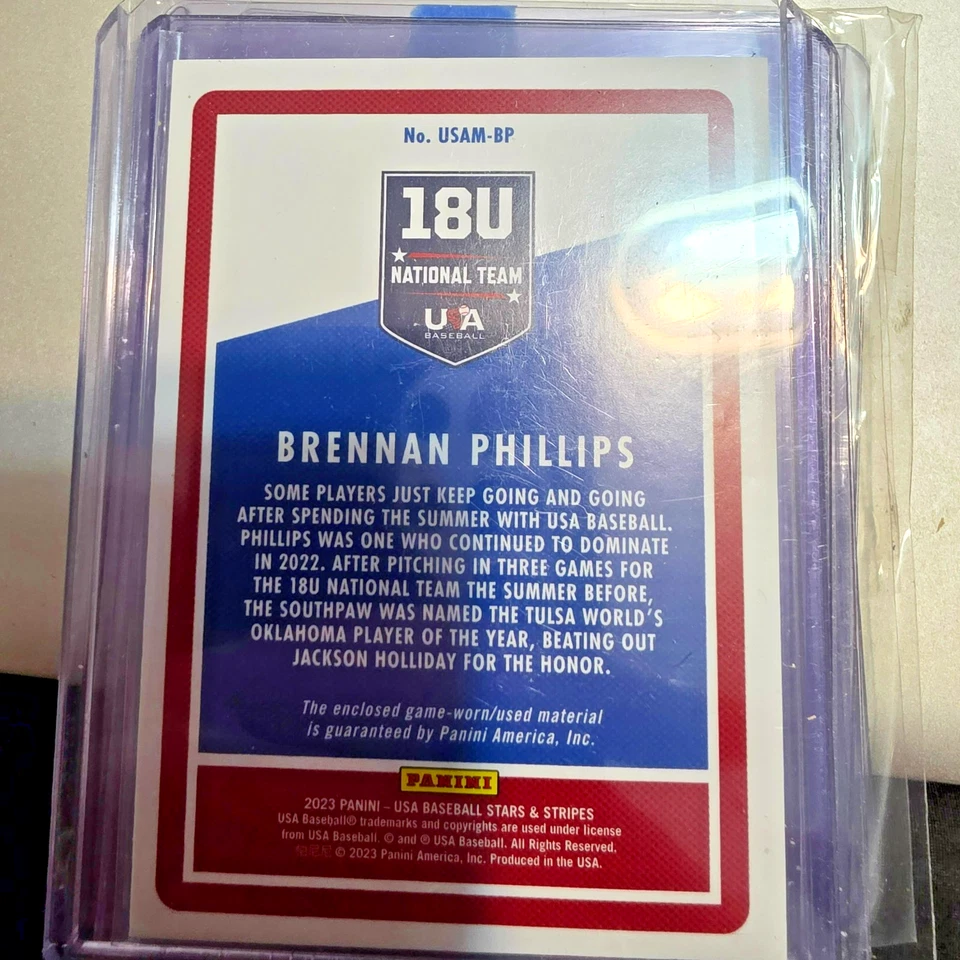 2023 PANINI USA STARS & STRIPES #USAM-BP BRENNAN PHILLIPS RC JERSEY PATCH 4/250 - Image 2 of 3