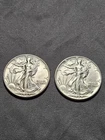 2x1942 50C Walking Liberty Half Dollar 90 % Silver One Is BU Condition See Picts