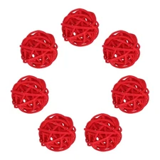 7Pcs Wicker Rattan Balls, 1.2 in Dia Rattan Decorative Balls, Red