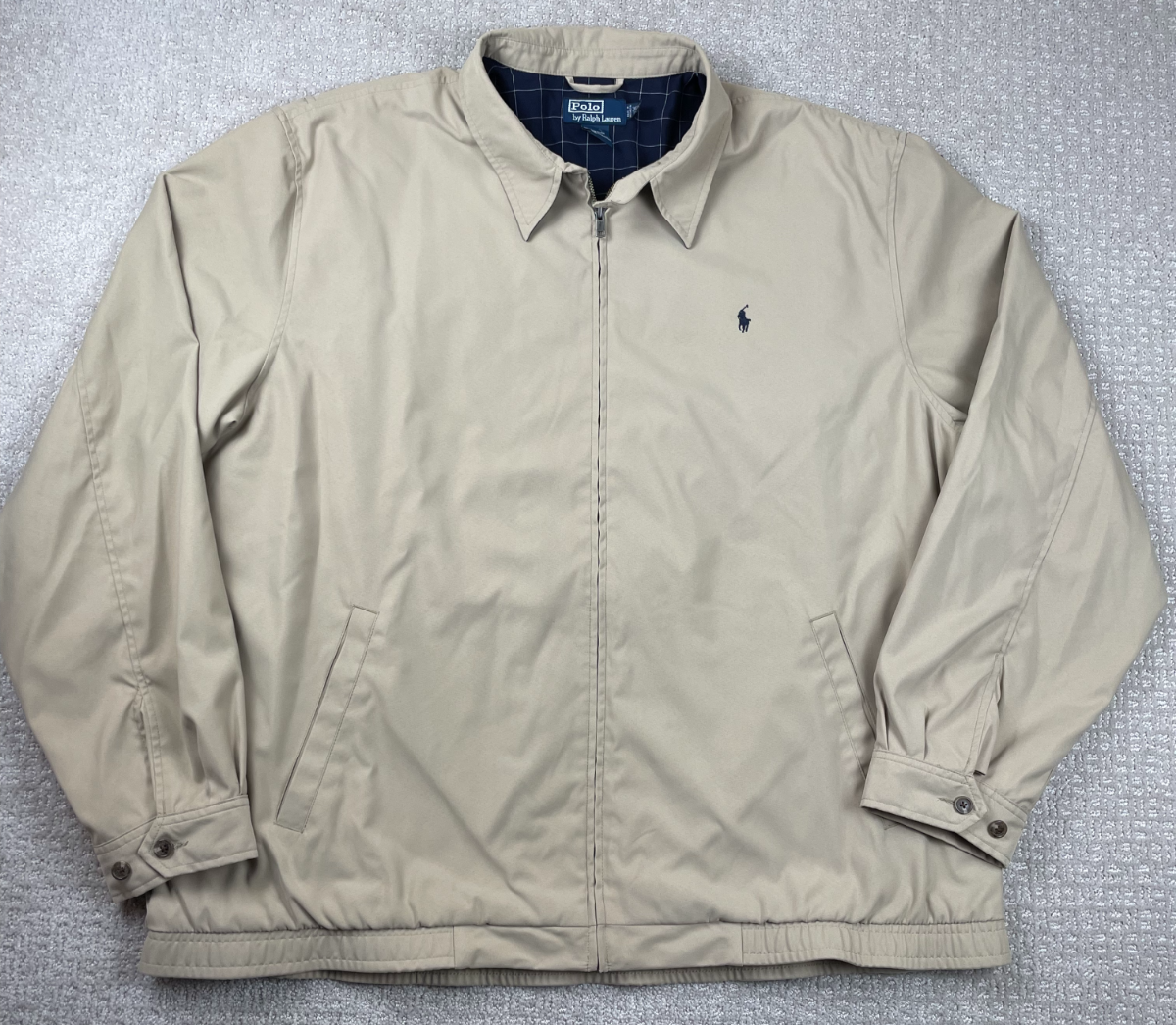 VTG Polo Ralph Lauren Jacket Mens 3XLT Khaki Bi Swing Harrington Full Zip Lined