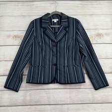 Pendleton Blazer Women Medium Navy Blue Striped 3-Button TF570-67018