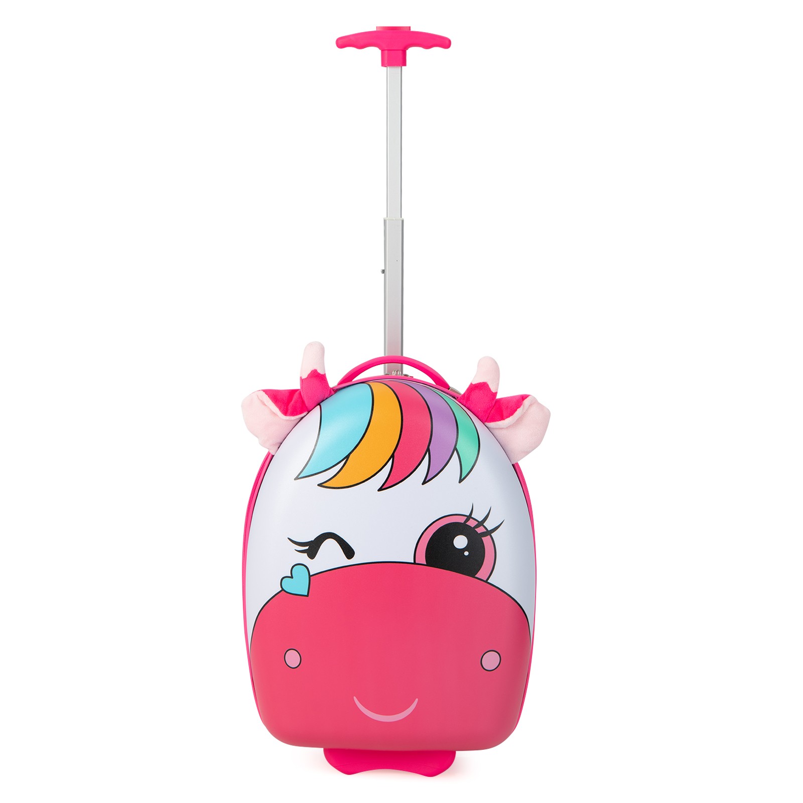 Kids Rolling Luggage 16" Hard Shell Carry On Travel Suitcase w/ Flashing Wheels