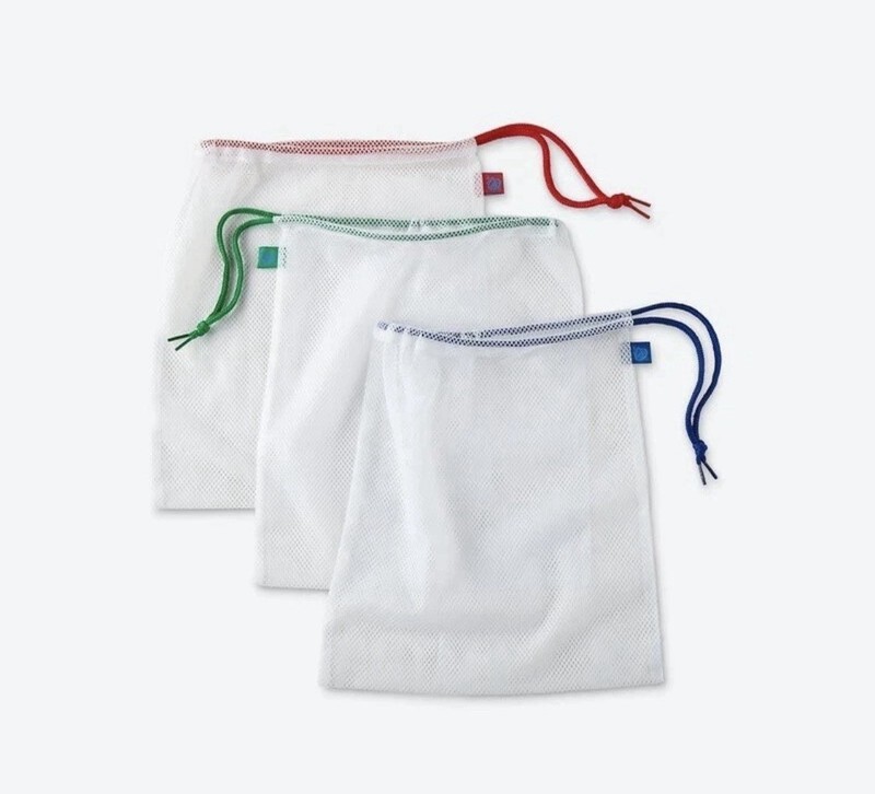 NEW NORWEX Reusable Durable Produce Bags Mesh White w/ Drawstrings Set of 3