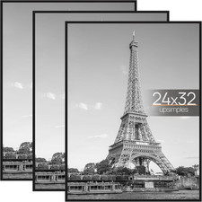 24X32 Poster Frame Black 3 Pack, Scratch-Proof Picture Frames 24 X 32 for Photo