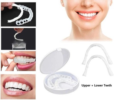 Smile Snap On Upper + Lower False Teeth Dental Veneers Denture Tooth Cover Set