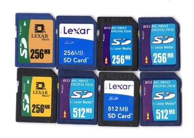 Lot Of 8x Lexar 256MB / 512MB MEGABYTE SD Camera Memory Cards