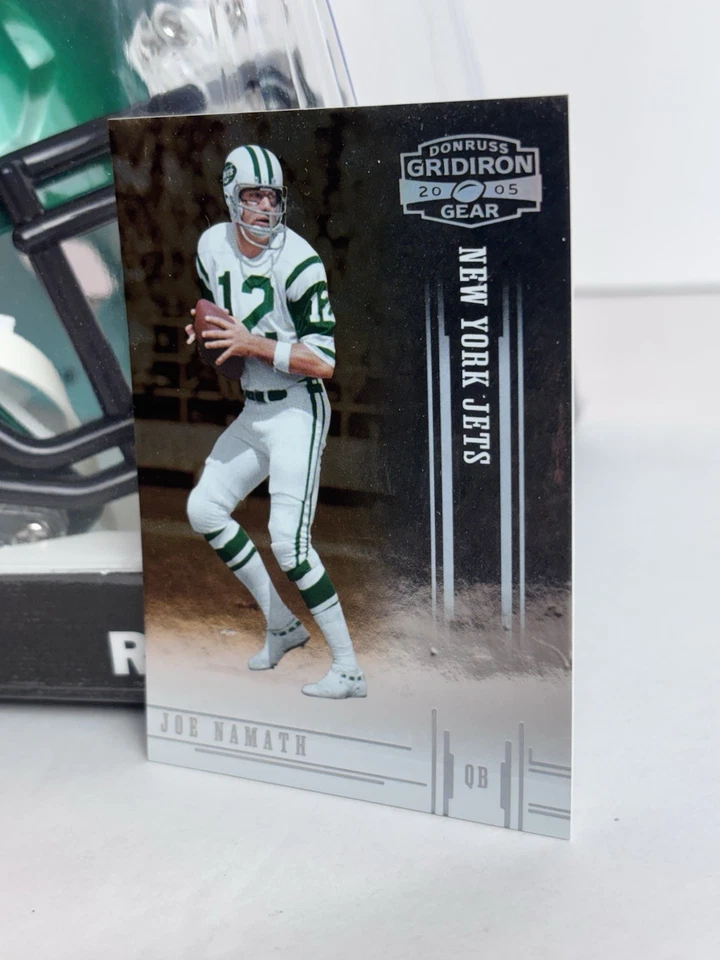 New York Jets QB Speed Mini Casco Riddell & Foil Joe Namath #d/250 Tarjeta Foto 2 de 4