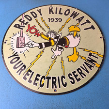 Vintage Reddy Kilowatt Porcelain Sign - Advertising Gas Station Pump Sign