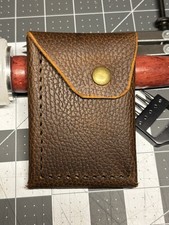 Genuine Handmade Full Grain Pure Leather Compact Bifold Flap Wallet EDC Brown