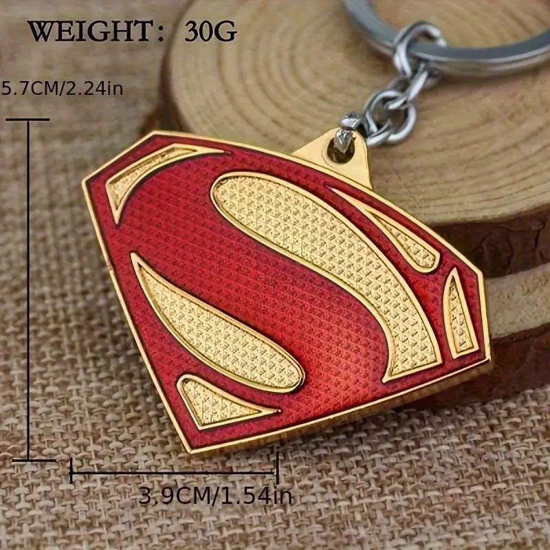 Llavero de Metal Superman - Icónico Llavero Emblema “S” Rojo y Dorado