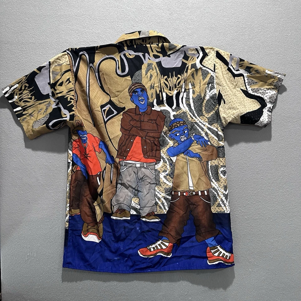 Camisa De Colección Años 90 Botón Para Hombres M AOP Gángster Hip Hop Rap DJ Canopy Marca Y2K Foto 3 de 4