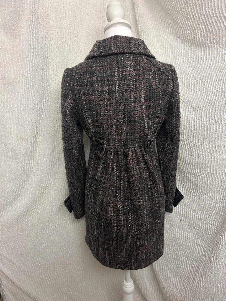 Abrigo American Rag Pea XS Gris Lana Mezcla Alpaca Y2K Tweed Moteado Foto 4 de 4