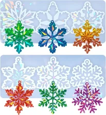 2 PCS Christmas Resin Molds, Holographic Silicone Snowflake white 
