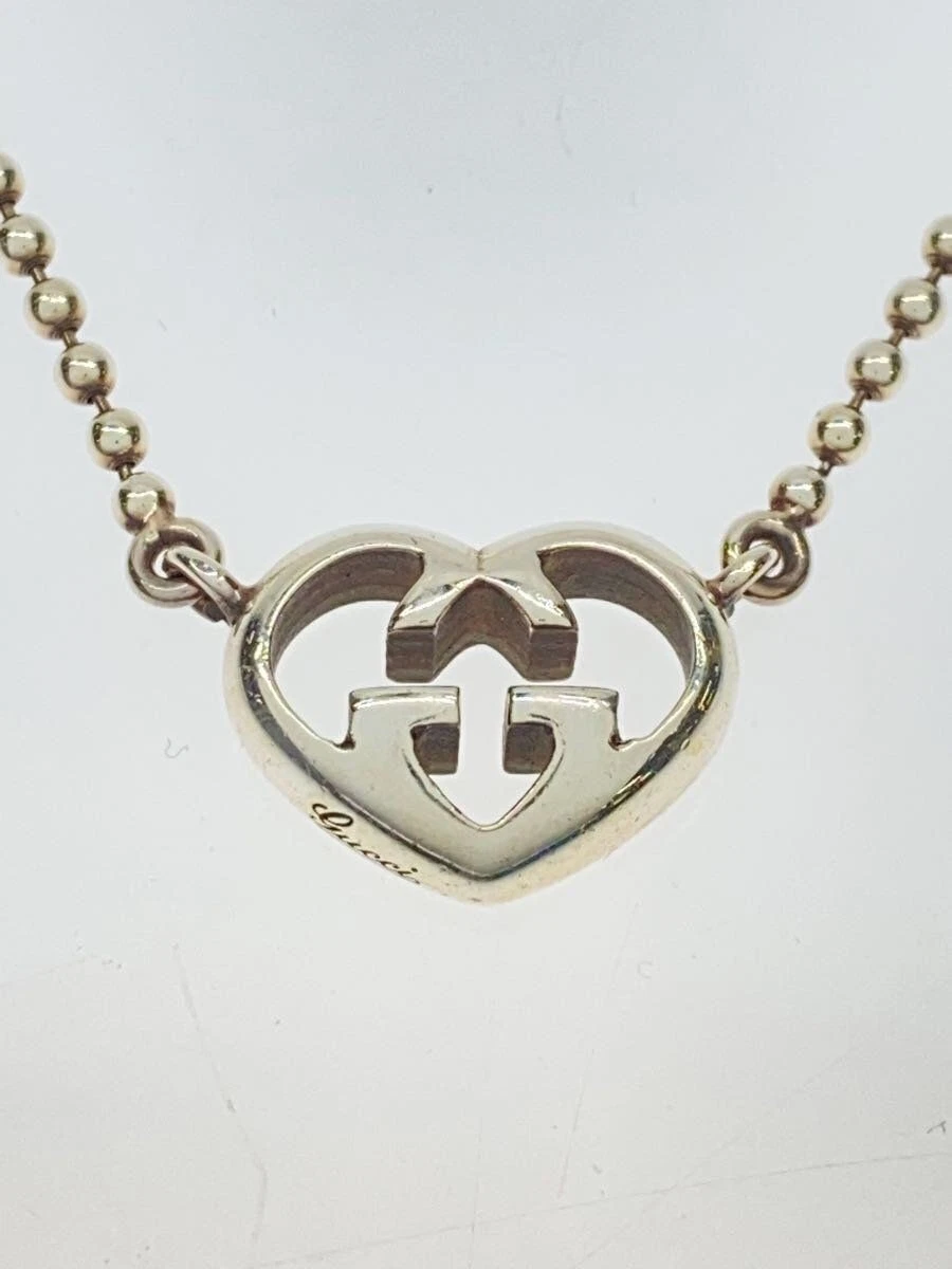 Collana GUCCI SV925 in argento con top donna cuore ad incastro GG usata