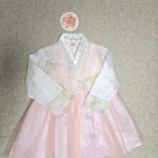 Pink Hanbok Dress  Hairpin Set for Girls - Size 4