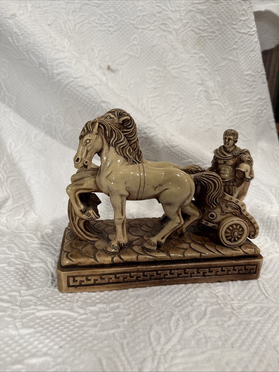 A. Giannetti , Roman Horse Chariot Sculpture Statue Made in Italy