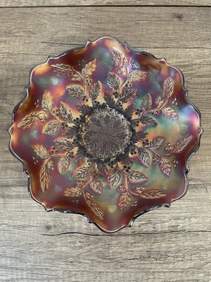 Atemberaubende Carnival Glas Fenton Smaragd Concord Schüssel 8,5'' keine Chips oder Risse