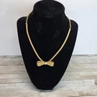 Vintage Sarah Coventry Costume Jewelry Gold Tone Braided Mesh Bow Necklace