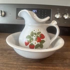 Vintage McCoy strawberry pottery pitcher &  bowl # 7515