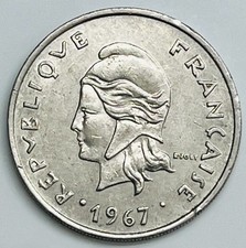 1967 French Polynesia 20 Francs KM# 6 Circulated Condition