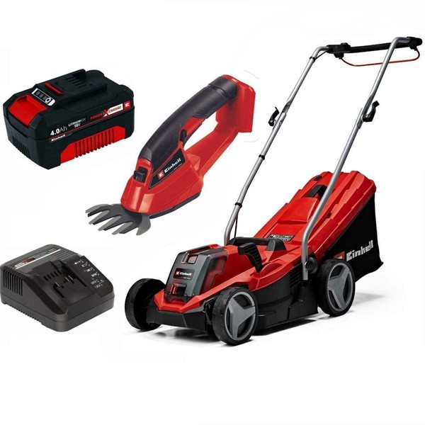 Einhell RasenmäHer GE-CM 18/33 Li 18V Akku 4.0 Ah + LadegeräT + Grasschere-image