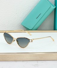Tiffany  Co. TF3095 Cat Eye Sunglasses Gold Smoke Gray Gradient Lens 61-16-135