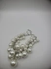 Vintage Traci Lynn White Beaded Bracelet Silver Tone Jewelry Costume