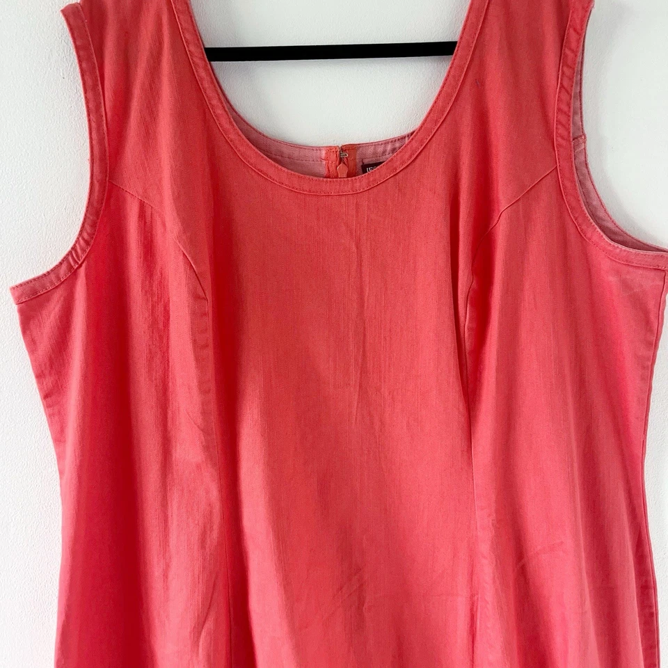 Jessica London Denim Jumper Sleeveless Maxi Dress Coral Orange Cotton Stretch 24 - Image 4 of 4