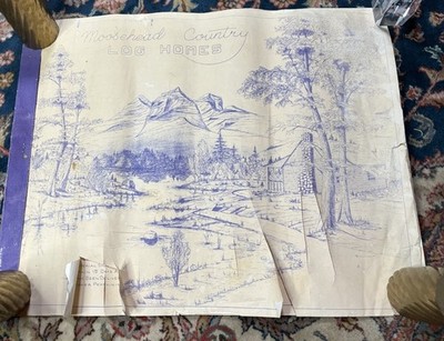 Vtg Moose Head Country Log Home Plans Full Set Blueprint Farmhouse 1980s Maine